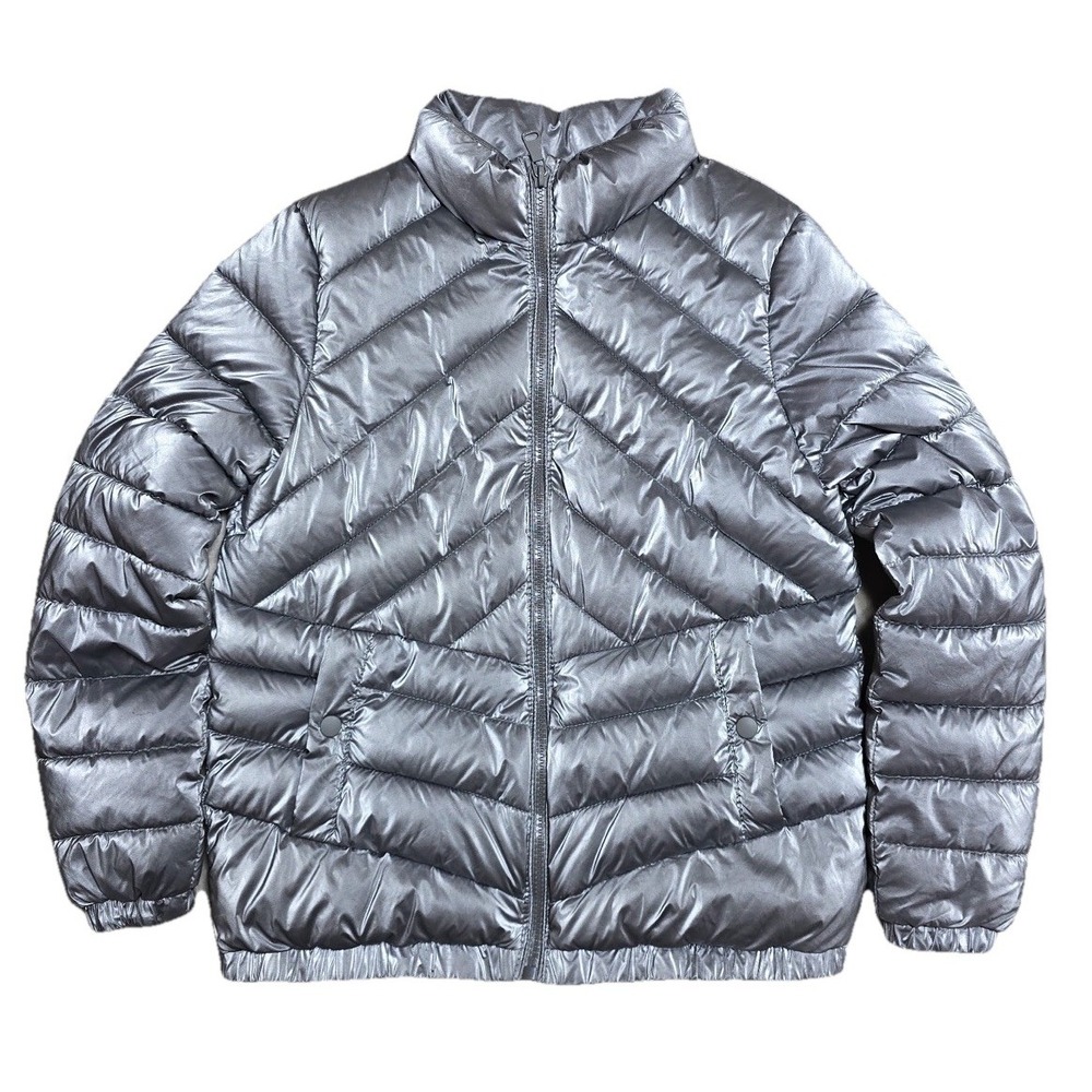 Zara Puffer Jacket Kids Girls M 10‎ Silver Insulated Quilted